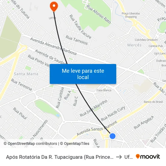 Após Rotatória Da R. Tupaciguara (Rua Princesa Do Sertão) to Uftm map