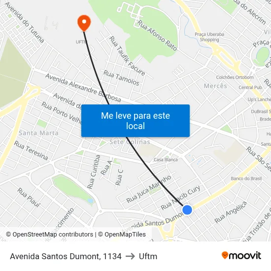 Avenida Santos Dumont, 1134 to Uftm map