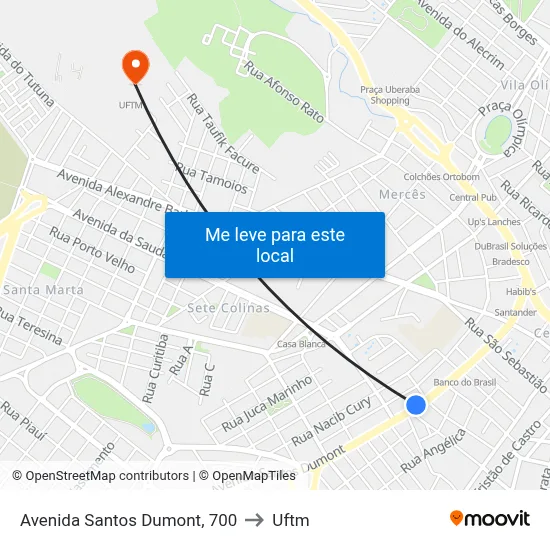 Avenida Santos Dumont, 700 to Uftm map