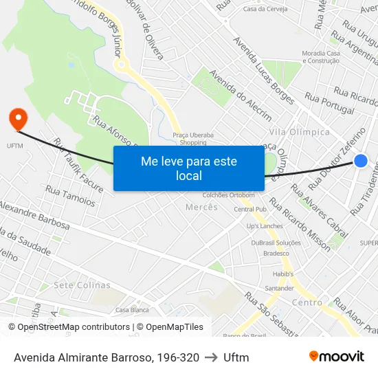 Avenida Almirante Barroso, 196-320 to Uftm map