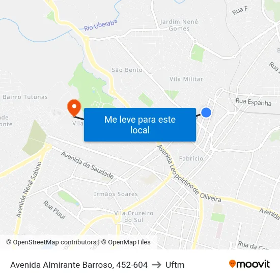 Avenida Almirante Barroso, 452-604 to Uftm map