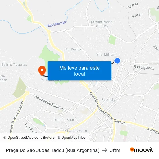 Praça De São Judas Tadeu (Rua Argentina) to Uftm map