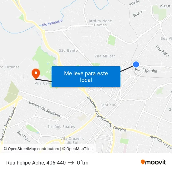 Rua Felipe Aché, 406-440 to Uftm map