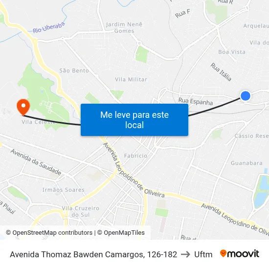 Avenida Thomaz Bawden Camargos, 126-182 to Uftm map
