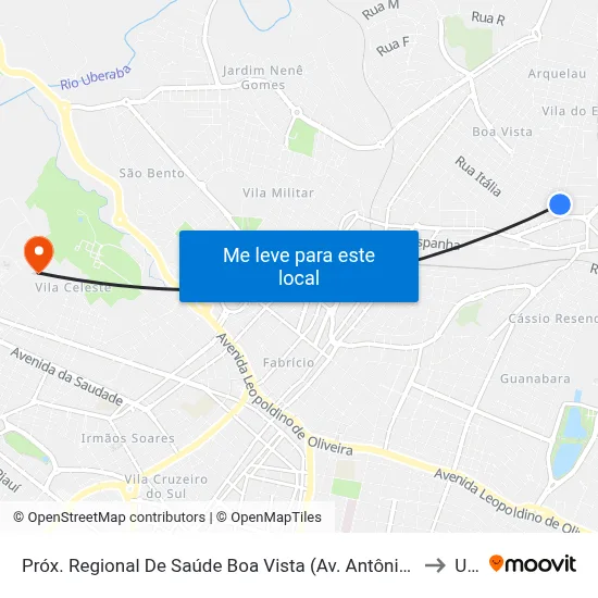 Próx. Regional De Saúde Boa Vista (Av. Antônio Rodrigues Da Cunha Castro) to Uftm map