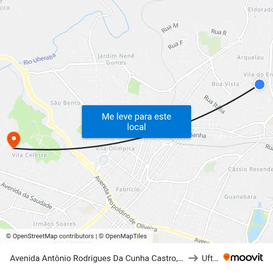 Avenida Antônio Rodrigues Da Cunha Castro, 874 to Uftm map