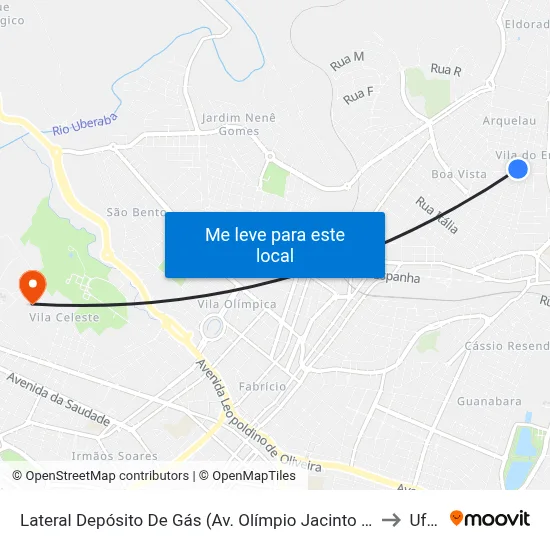 Lateral Depósito De Gás (Av. Olímpio Jacinto Da Silva) to Uftm map