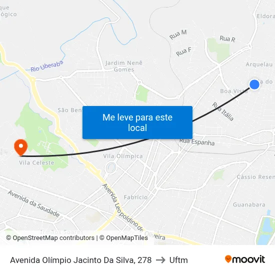 Avenida Olímpio Jacinto Da Silva, 278 to Uftm map
