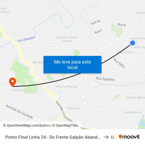 Ponto Final Linha 24 - De Frente Galpão Abandonado (Av. Olímpio Jacinto Da Silva) to Uftm map