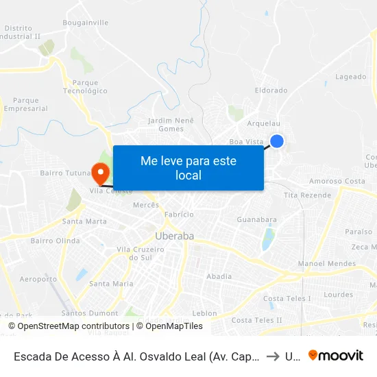 Escada De Acesso À Al. Osvaldo Leal (Av. Capitão Teófilo Lamounier) to Uftm map