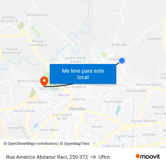 Rua Américo Abdanur Raci, 250-372 to Uftm map