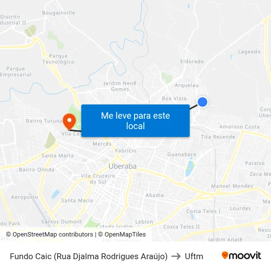Fundo Caic (Rua Djalma Rodrigues Araújo) to Uftm map