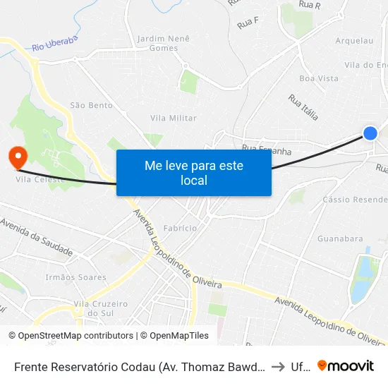 Frente Reservatório Codau (Av. Thomaz Bawden Camargos) to Uftm map
