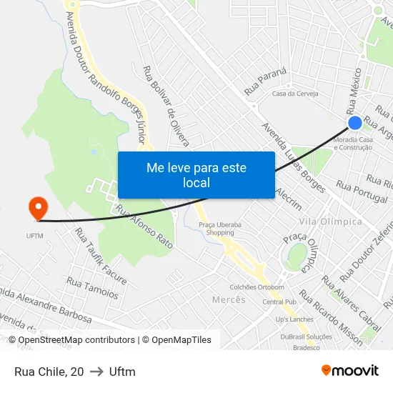 Rua Chile, 20 to Uftm map