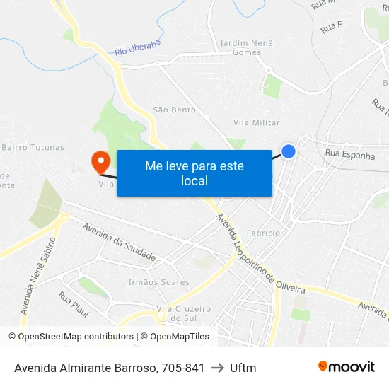 Avenida Almirante Barroso, 705-841 to Uftm map
