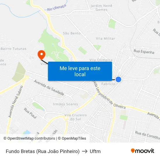 Fundo Bretas (Rua João Pinheiro) to Uftm map