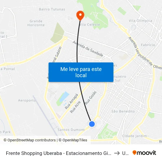 Frente Shopping Uberaba - Estacionamento Gir (Av. Santa Beatriz) to Uftm map