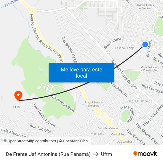 De Frente Usf Antonina (Rua Panamá) to Uftm map