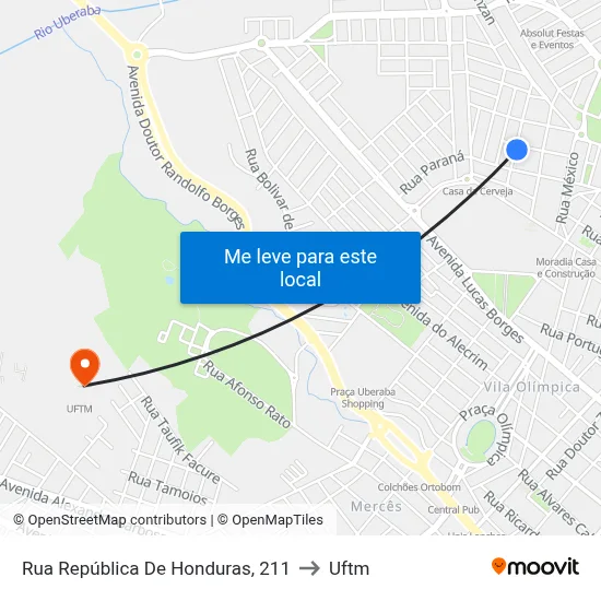 Rua República De Honduras, 211 to Uftm map