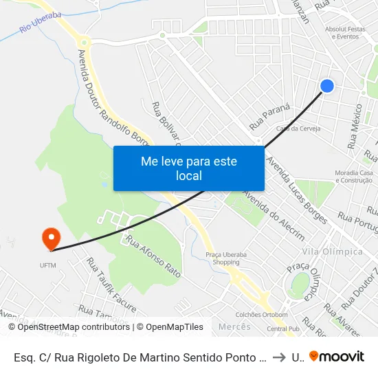 Esq. C/ Rua Rigoleto De Martino Sentido Ponto Final Jardim Espírito Santo (Rua República De Honduras) to Uftm map
