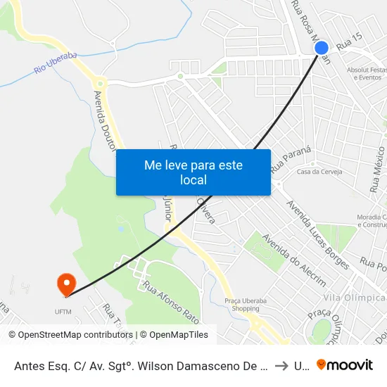 Antes Esq. C/ Av. Sgtº. Wilson Damasceno De Macedo (Rua Rosa Manzan) to Uftm map