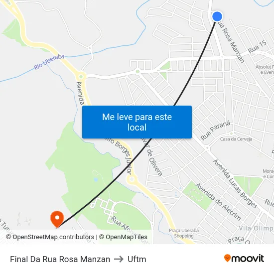 Final Da Rua Rosa Manzan to Uftm map