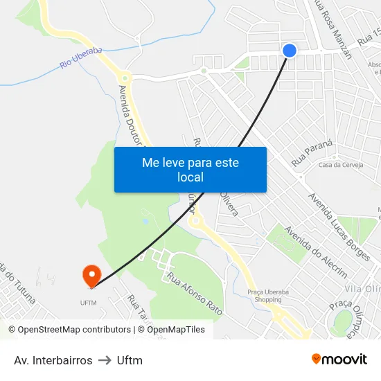 Av. Interbairros to Uftm map