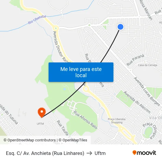 Esq. C/ Av. Anchieta (Rua Linhares) to Uftm map
