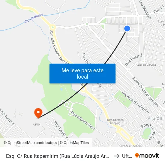 Esq. C/ Rua Itapemirim (Rua Lúcia Araújo Aragão) to Uftm map