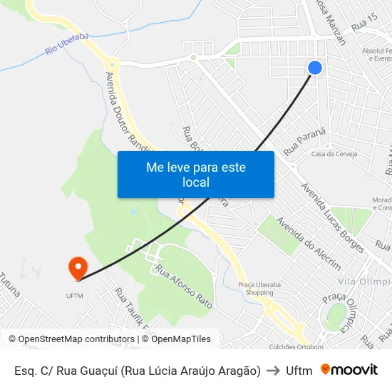 Esq. C/ Rua Guaçuí (Rua Lúcia Araújo Aragão) to Uftm map