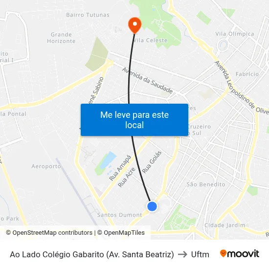 Ao Lado Colégio Gabarito (Av. Santa Beatriz) to Uftm map