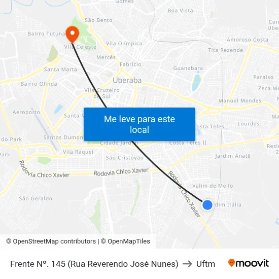Frente Nº. 145 (Rua Reverendo José Nunes) to Uftm map