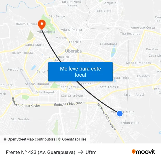 Frente Nº 423 (Av. Guarapuava) to Uftm map