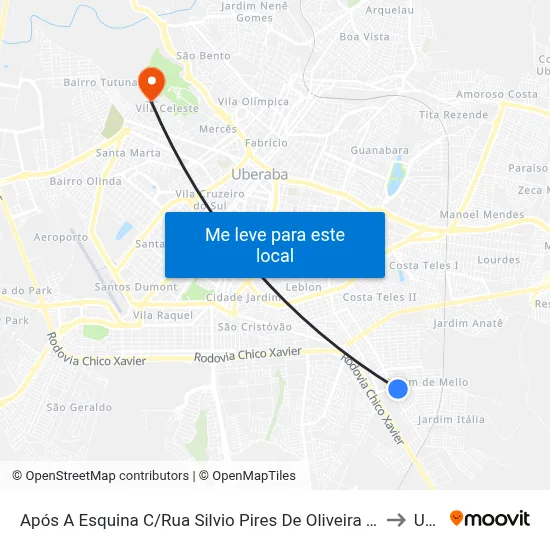 Após A Esquina C/Rua Silvio Pires De Oliveira (Av. Guarapuava) to Uftm map