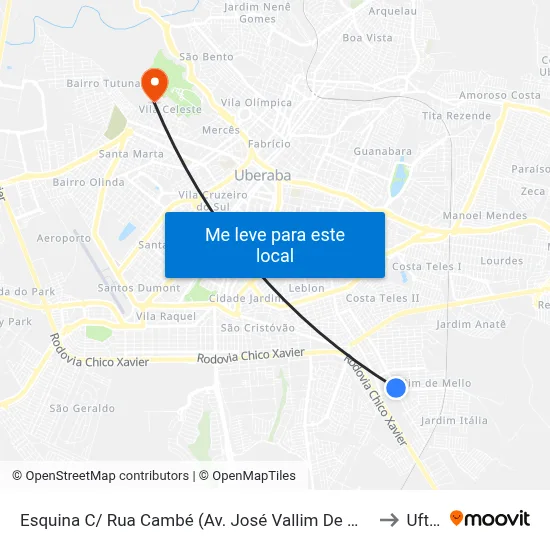 Esquina C/ Rua Cambé (Av. José Vallim De Melo) to Uftm map