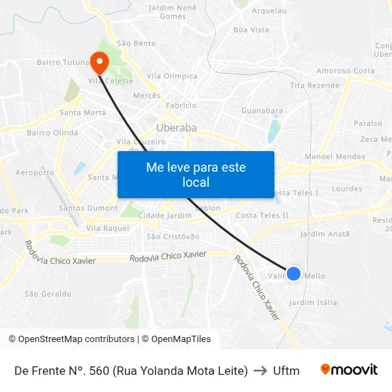 De Frente Nº. 560 (Rua Yolanda Mota Leite) to Uftm map