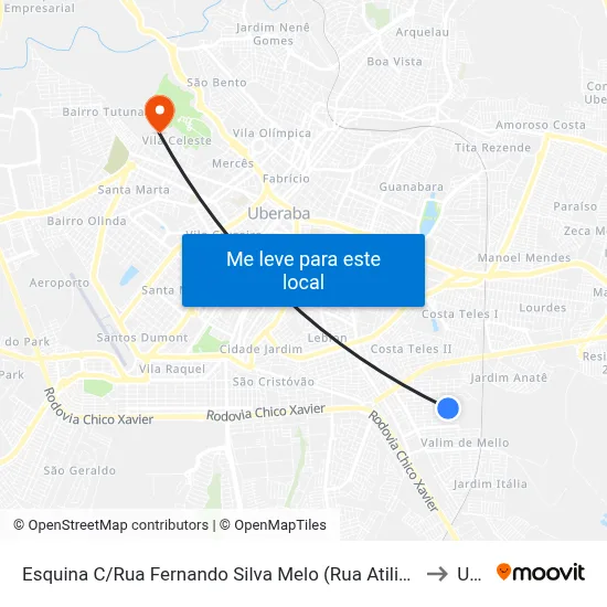Esquina C/Rua Fernando Silva Melo (Rua Atilio Angelo De Paula) to Uftm map