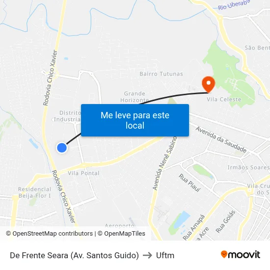 De Frente Seara (Av. Santos Guido) to Uftm map