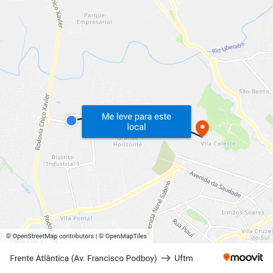 Frente Atlântica (Av. Francisco Podboy) to Uftm map