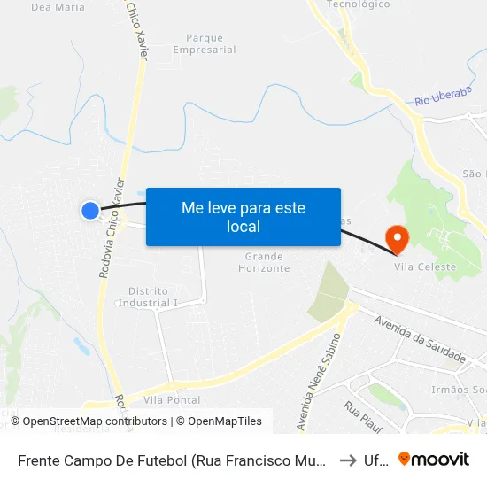 Frente Campo De Futebol (Rua Francisco Munhoz Lopes) to Uftm map