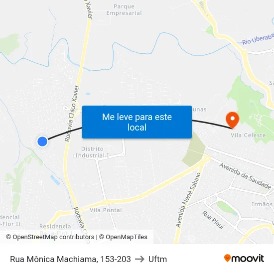Rua Mônica Machiama, 153-203 to Uftm map