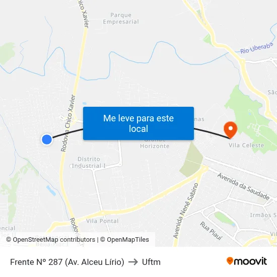 Frente Nº 287 (Av. Alceu Lírio) to Uftm map