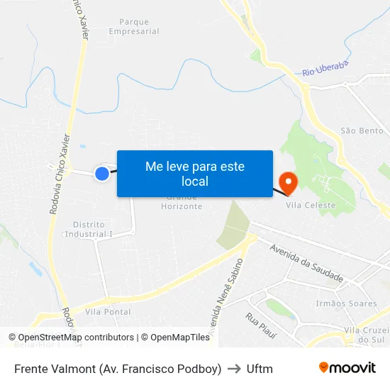 Frente Valmont (Av. Francisco Podboy) to Uftm map