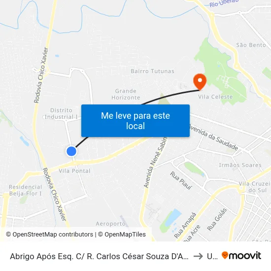 Abrigo Após Esq. C/ R. Carlos César Souza D'Anunciação (Av. Francisco Podpoby) to Uftm map