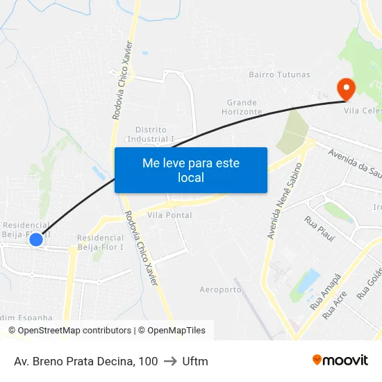Av. Breno Prata Decina, 100 to Uftm map