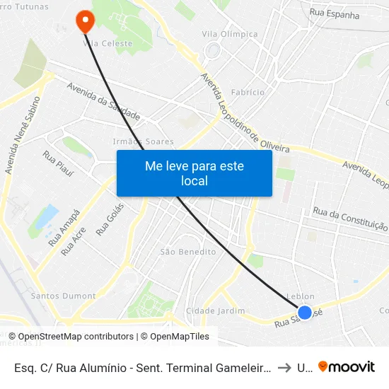 Esq. C/ Rua Alumínio - Sent. Terminal Gameleiras (Av. Orlando Rodrigues Da Cunha) to Uftm map