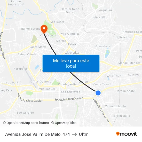 Avenida José Valim De Melo, 474 to Uftm map