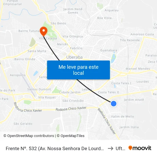 Frente Nº. 532 (Av. Nossa Senhora De Lourdes) to Uftm map