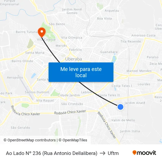 Ao Lado Nº 236 (Rua Antonio Dellalibera) to Uftm map