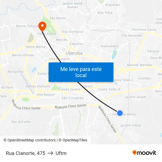 Rua Cianorte, 475 to Uftm map